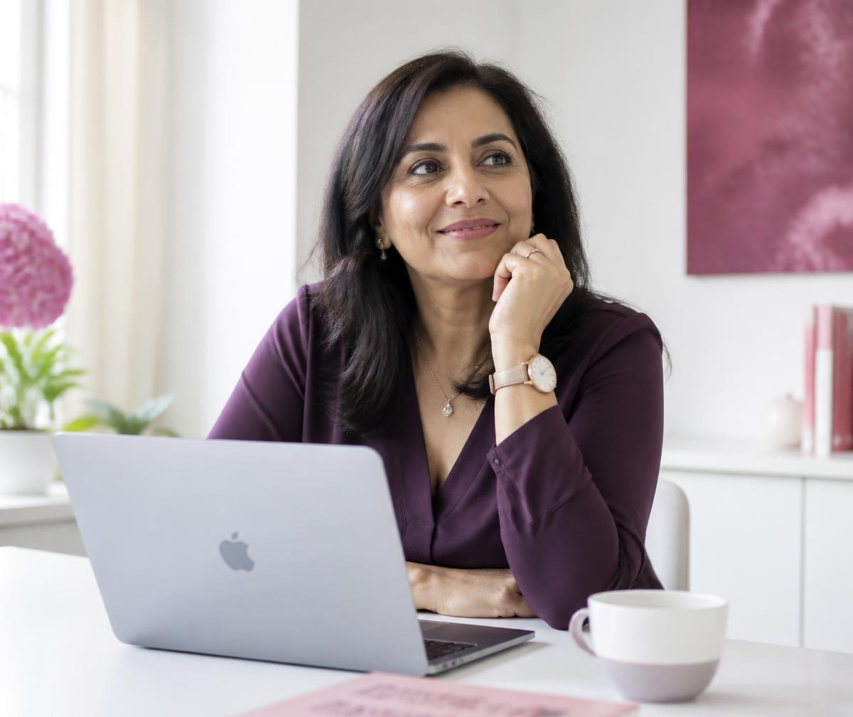 Charul Patel working at her desk